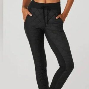 ALO Airbrush moto puffer pants leggings joggers M black